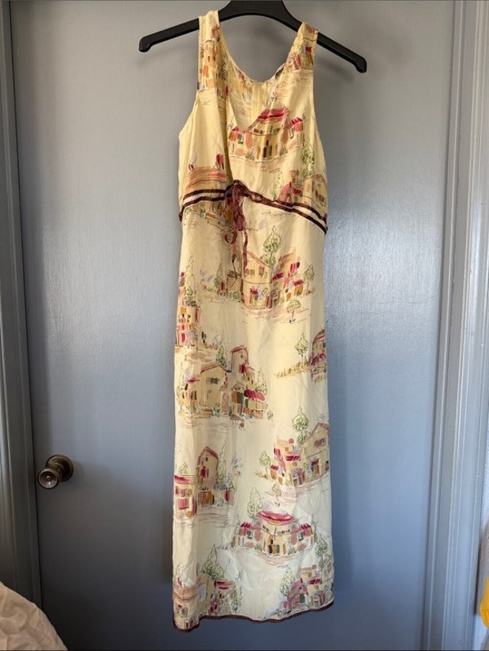 Vintage 90s Putumayo 100% Silk Sleeveless Babydoll Dress Cottagecore sz L